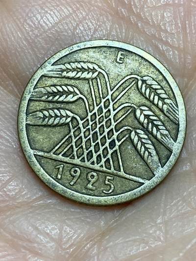 2025年第一百二十五场(总第一百五十一场）外国好品散币(免佣金) - 德意志魏玛共和国1925年5芬尼(E标，穆尔登许滕造)