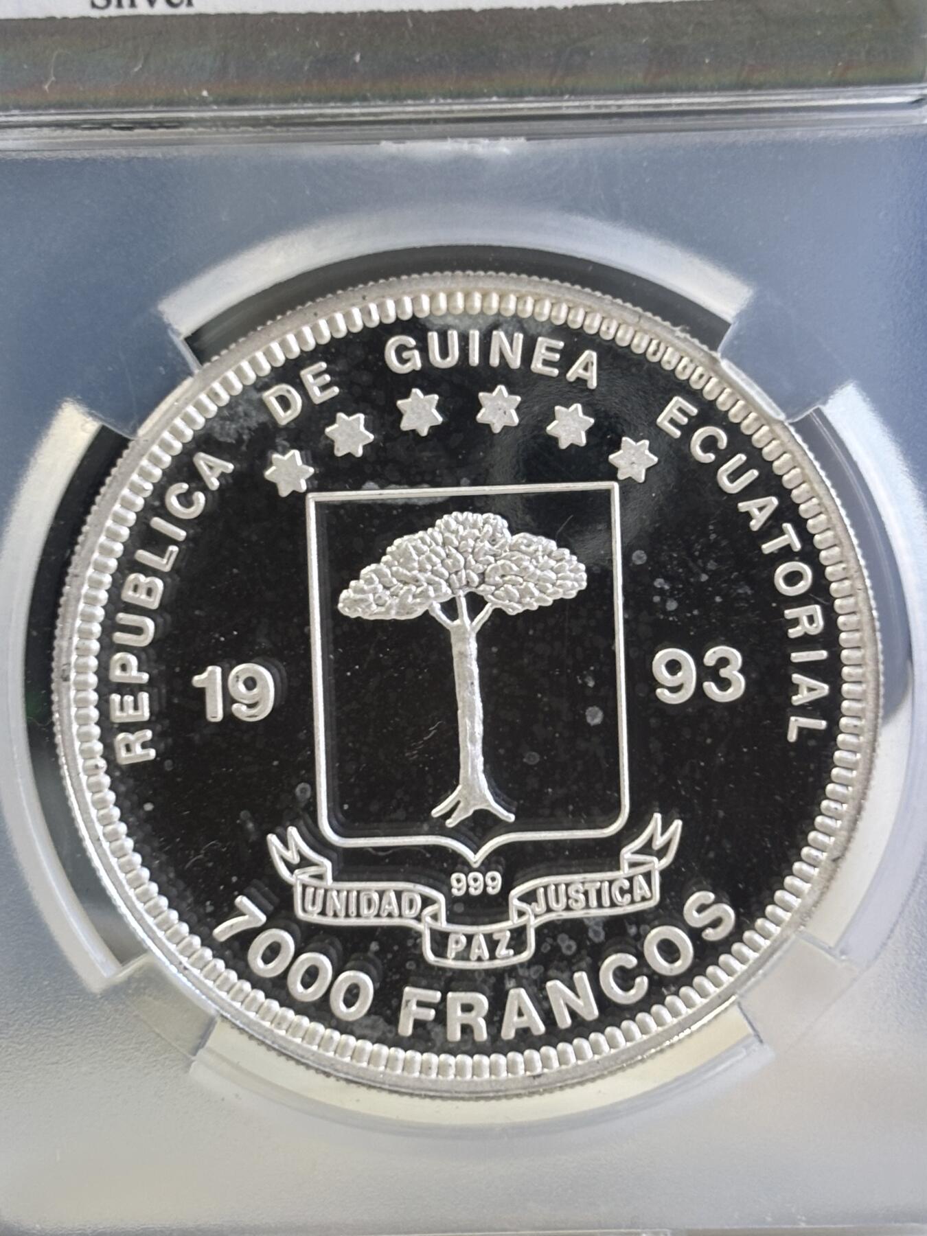 第181期拍卖 赤道几内亚1993年拯救地球恐龙彩色纪念银币TQG-PF65，999银，20克