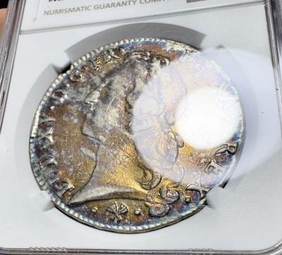 甄臻铺-世界币章拍卖（第38期）立冬小精品场，送拍享返佣金等优惠多多 NGC-XFD 法国1765年路易十五青年版埃居银币 炫彩包浆 30g的大尺寸银币