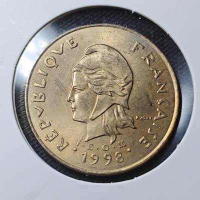 KK钱币收藏小铺  第366场  2月预留时间 周末发货 -  1998法属波利尼西亚100法郎 好品