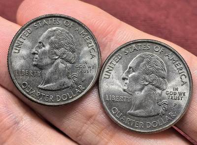 南宋泉阁俄币 外币 国币 专场第十八期 【送拍无额外佣金】 - 美国 宾夕法尼亚州与罗德岛25美分州币一对两枚 好品