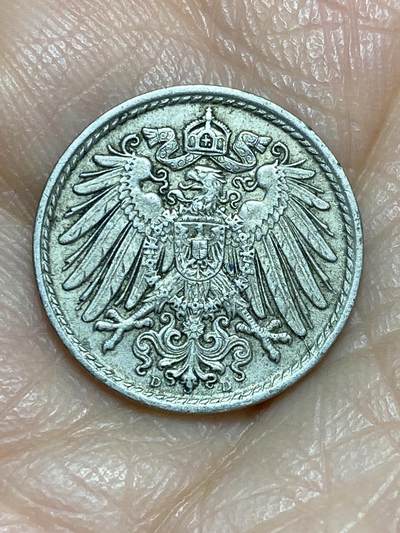 2025年第一百二十五场(总第一百五十一场）外国好品散币(免佣金) - 德意志帝国1904年5芬尼(威廉二世时期，D标慕尼黑造)