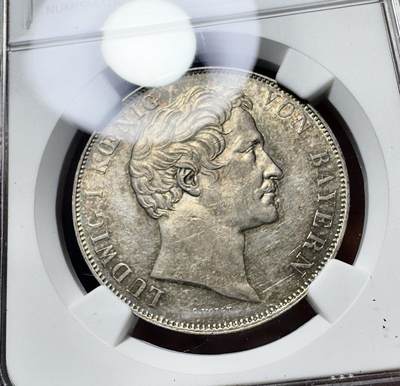 甄臻铺-世界币章拍卖（第38期）立冬小精品场，送拍享返佣金等优惠多多 NGC-UNCD 1848年德国巴伐利亚路德维希一世流通2盾 1848年欧洲大革命中路一被迫退位 这最后末年流通泰勒见证着风流艺术国王最后的容光