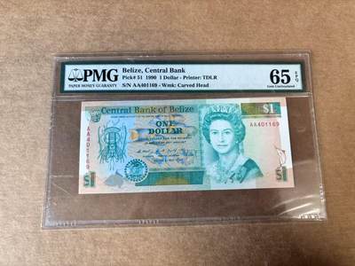 【Blue Auction】世界纸币精拍第748期——18级TOP拍卖/信誉/品质/专业/高效💫 - 【AA】伯利兹 1990年1元 女王 PMG65EPQ 