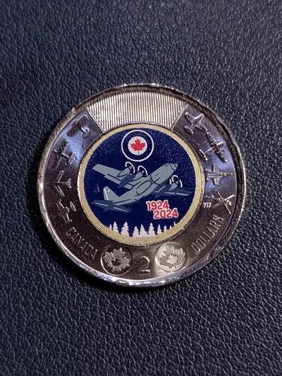世界各国普、纪币捡漏专场(第十八场) -  2024年加拿大皇家空军百年2加元双金属彩色版纪念币