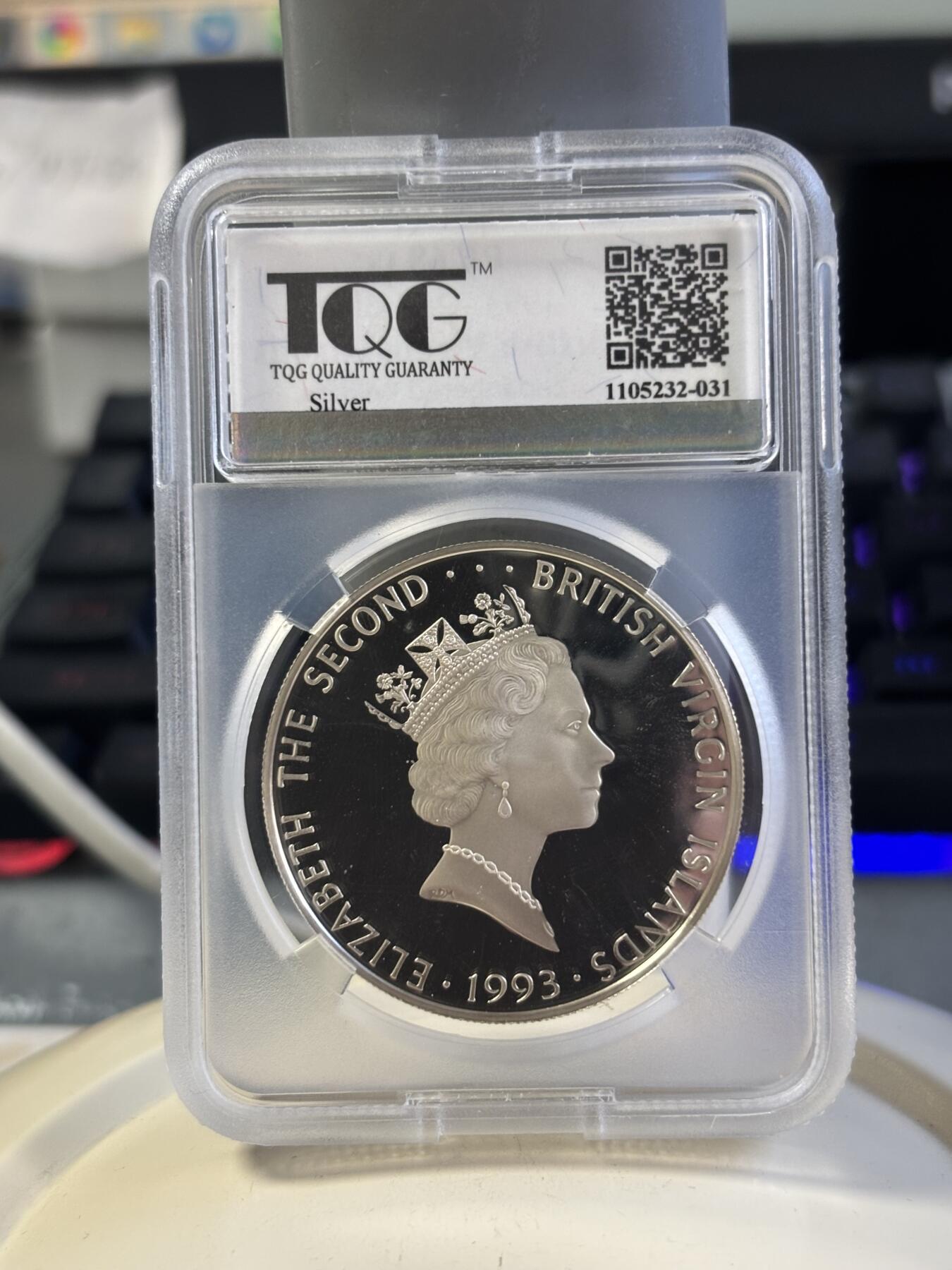 第181期拍卖 维尔京1993年濒危动物豹子纪念银币TQG-PF68,925银，20.59克