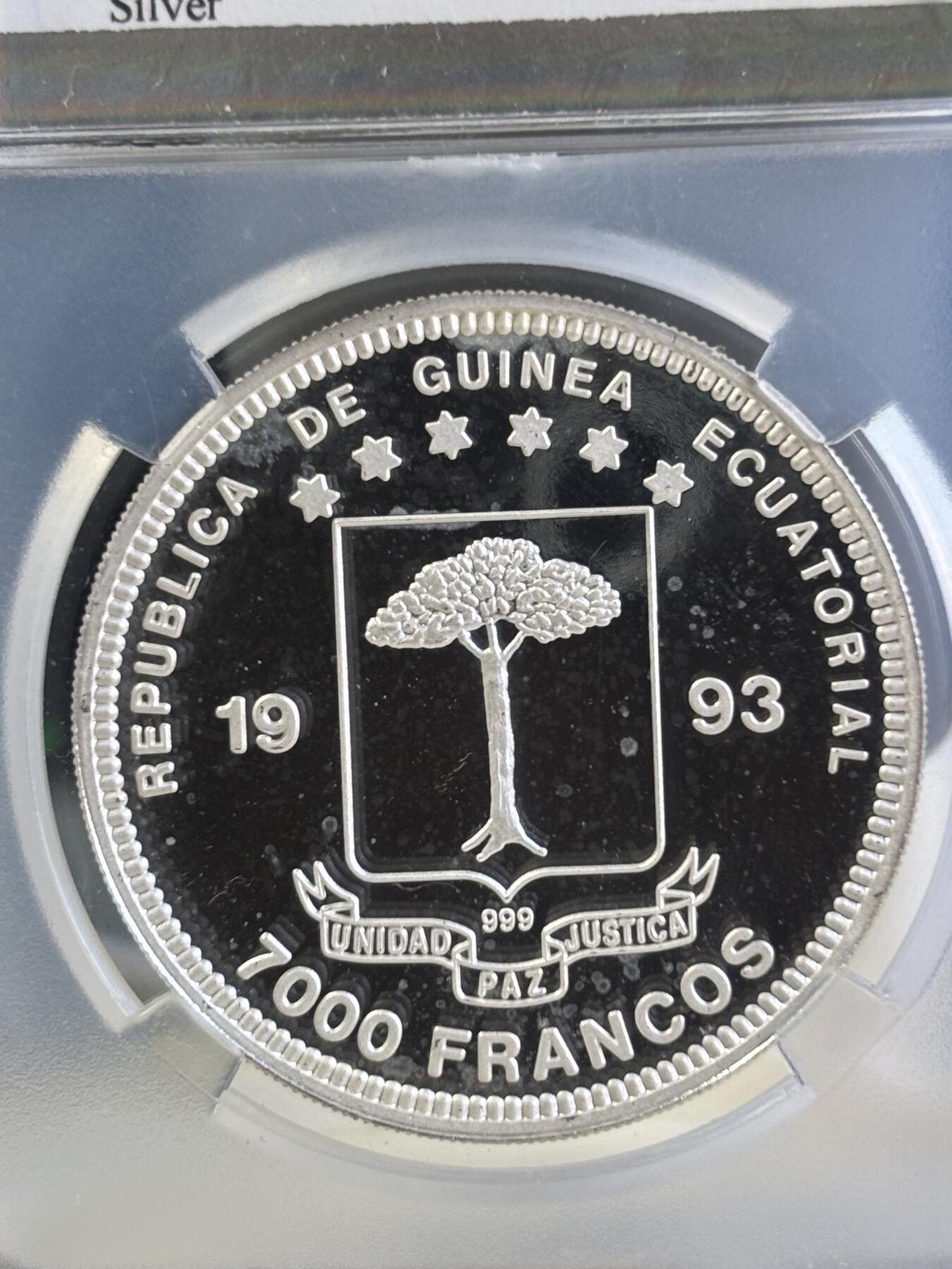 第181期拍卖 赤道几内亚1993年拯救地球恐龙彩色纪念银币TQG-PF65，999银，20克