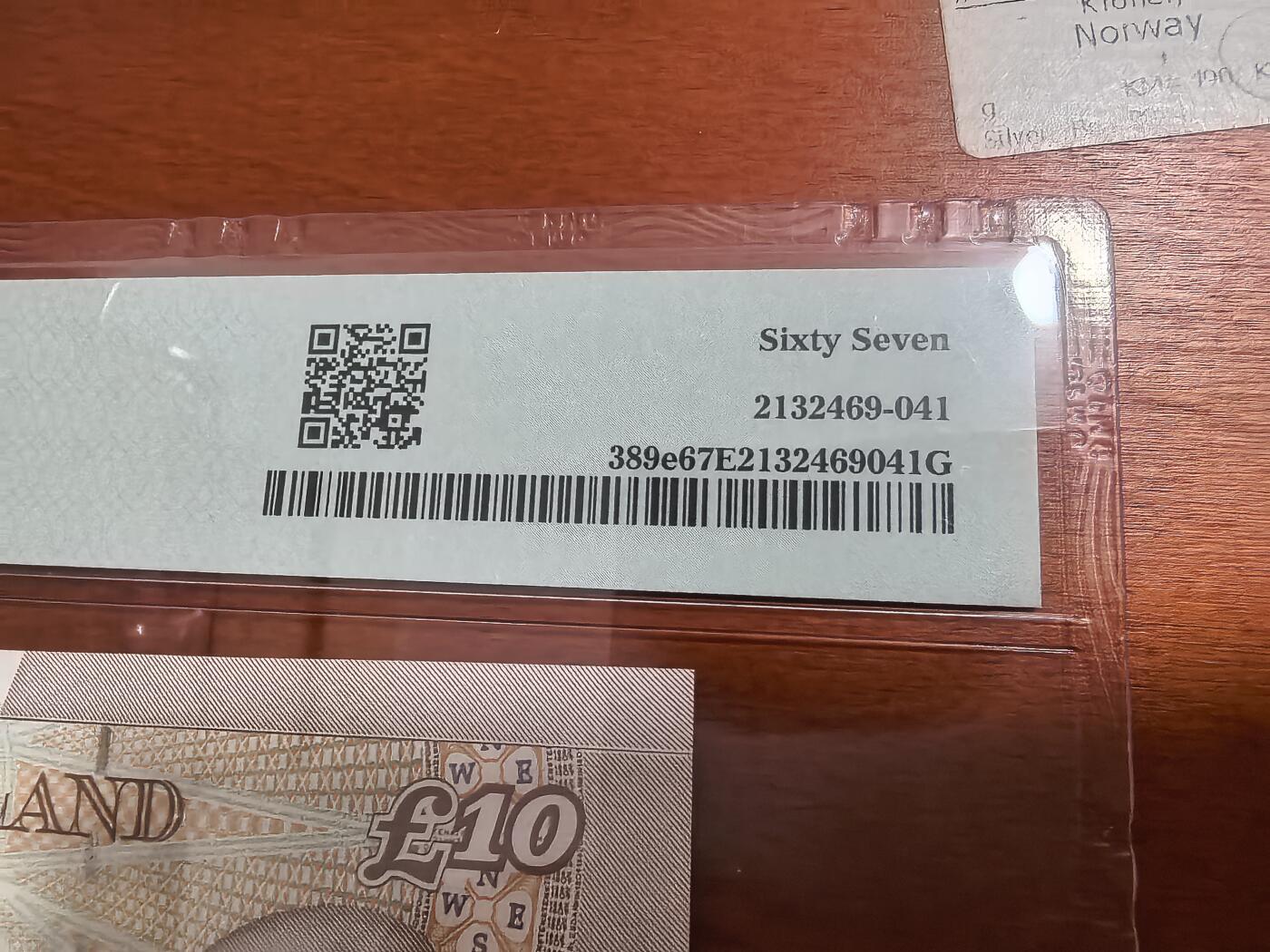 长老汇蛇年精选第七十一场拍卖 2000英国10英镑纸钞，PMG 67，无47，背面达尔文