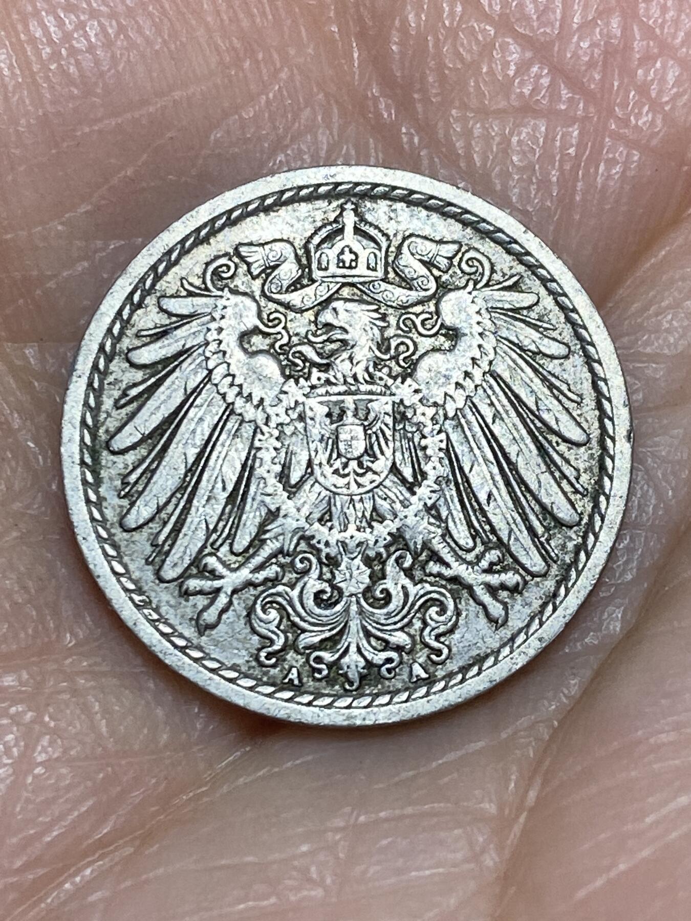 2025年第一百二十五场(总第一百五十一场）外国好品散币(免佣金) 德意志帝国1912年5芬尼(威廉二世时期，A标柏林造)