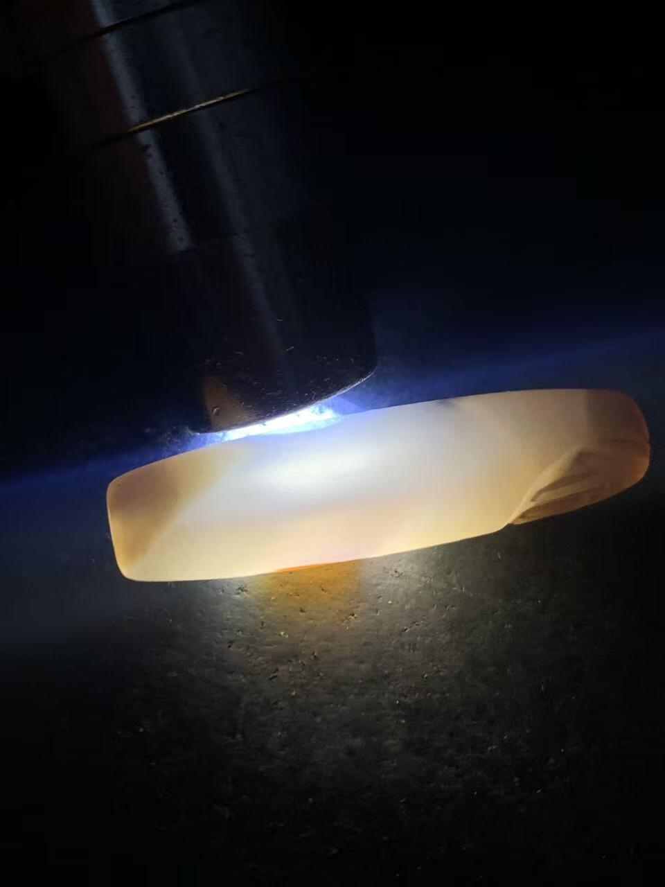 精美亚光高玉化海洋玉髓手工俏色巧雕一心向佛意境桶珠一个！