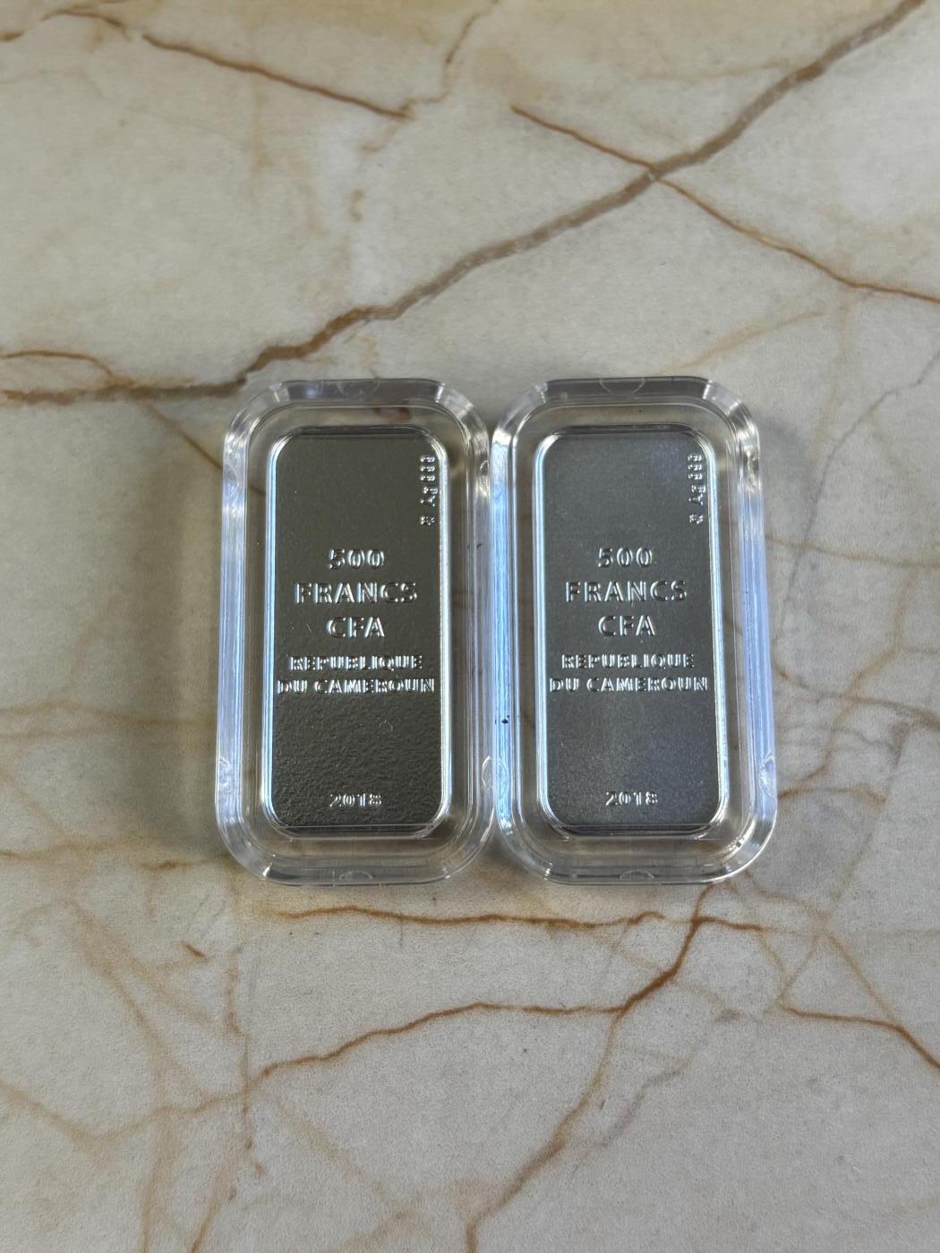 第181期拍卖 喀麦隆2018伊甸园亚当和夏娃彩印条形组合银币，999银，10克*2，发行999套