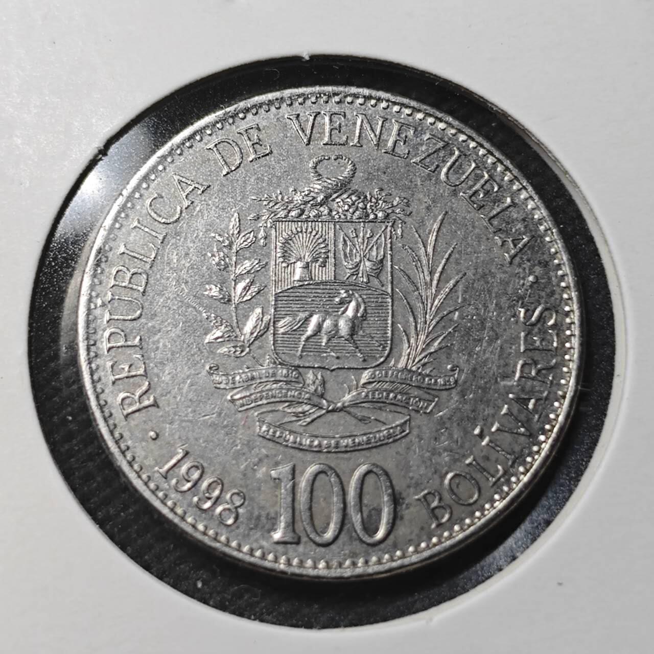 KK钱币收藏小铺  第366场  2月预留时间 周末发货  1998委内瑞拉100玻利瓦尔