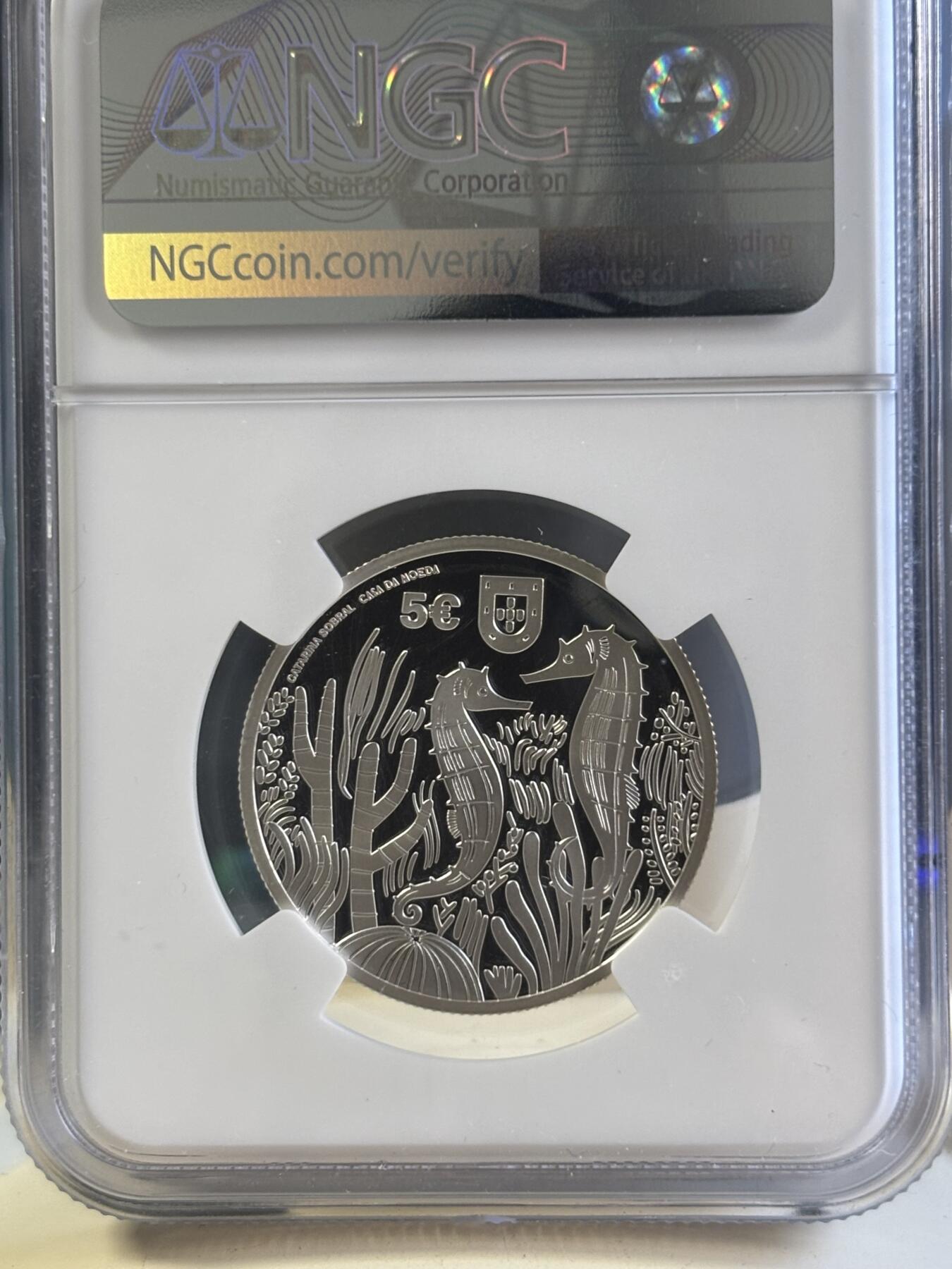 第181期拍卖 葡萄牙2021年海马彩色纪念银币NGC-PF69首期无盒无证书，925银，14克，发行2000枚