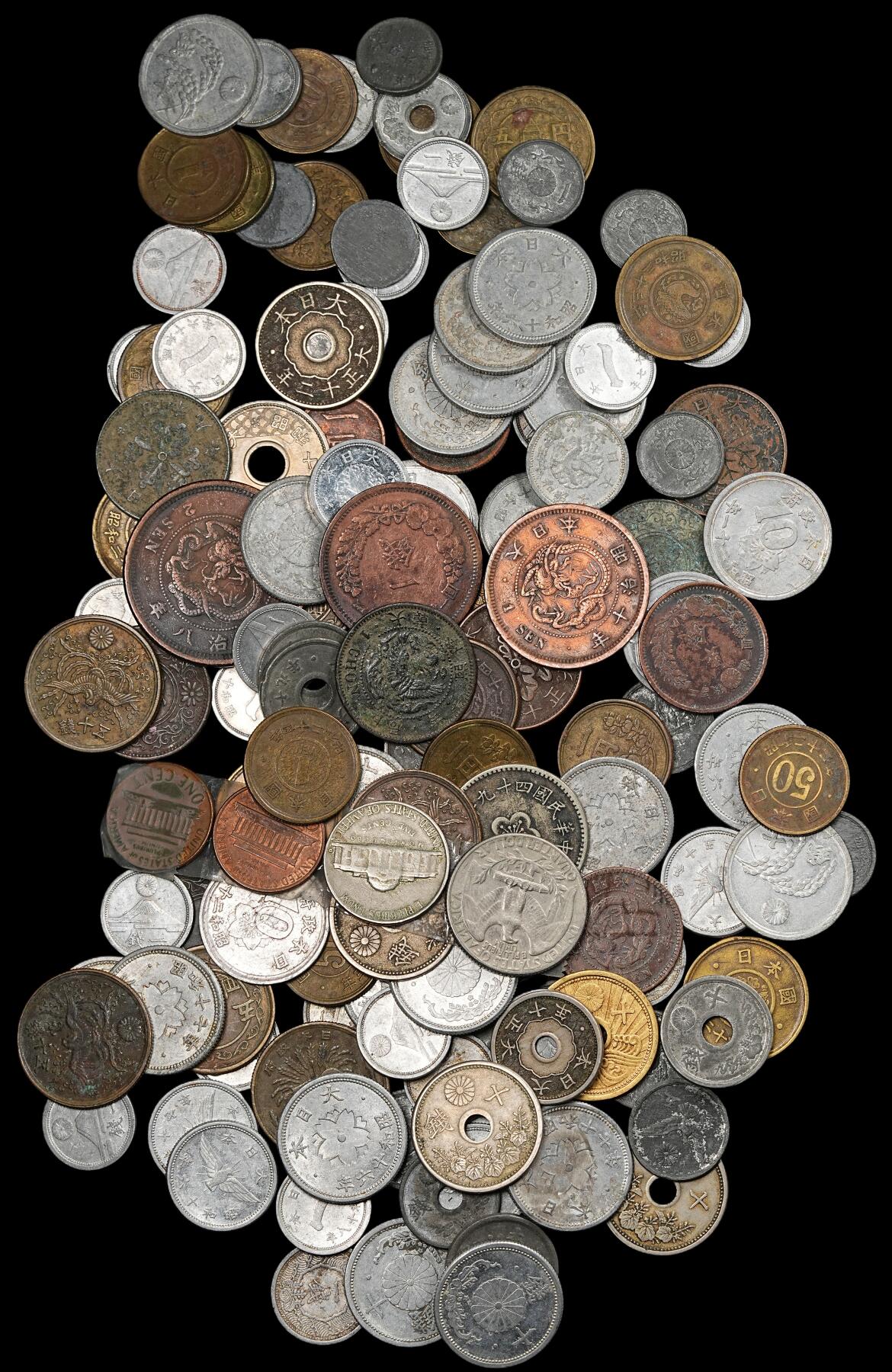 修遠堂世界钱币第九十二期 日本旧硬币140余枚 含几枚中国，韩国，美国币  少量可能品差