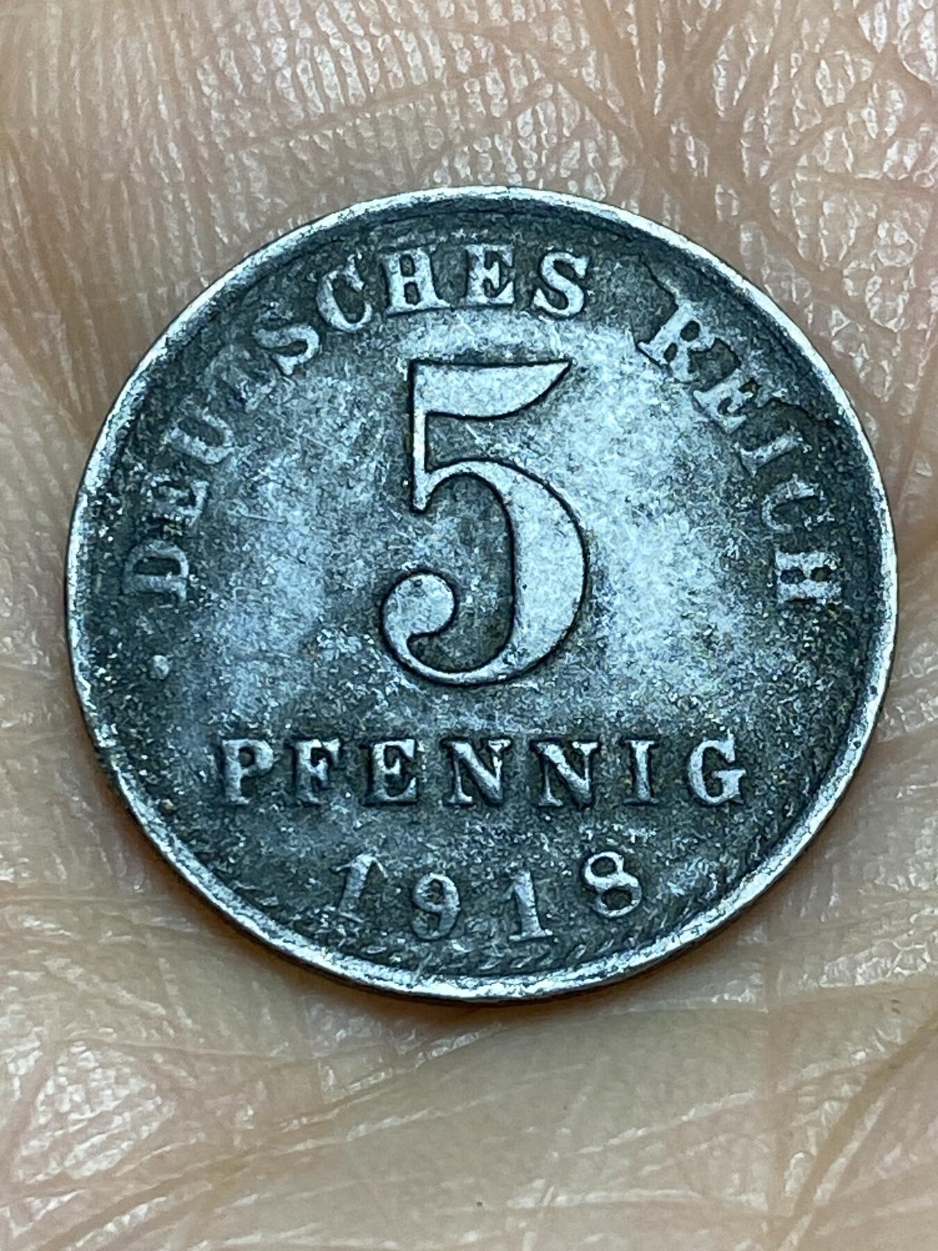 2025年第一百二十五场(总第一百五十一场）外国好品散币(免佣金) 德意志帝国1918年5芬尼铁币(威廉二世时期，A标柏林造)