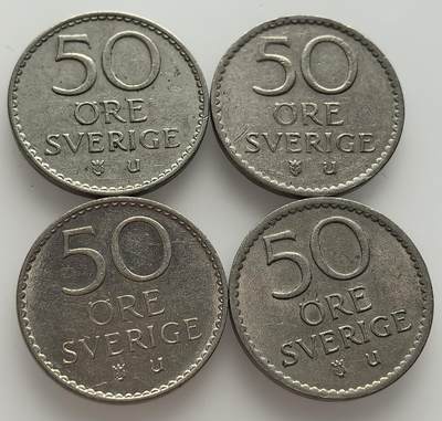  外国优质老铜币银币，周六九点倒数截拍，满百包邮，可寄存半年，喜欢朋友微信扫描二维码可直接参拍 - 瑞典50欧尔4枚