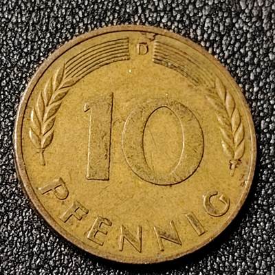 泉币菌-第125场-126场 并场 精品福利场(本场由于周日截拍，需要下周周末发货，感谢理解) - 1950年 联邦德国10芬尼21.5mm 欧洲币