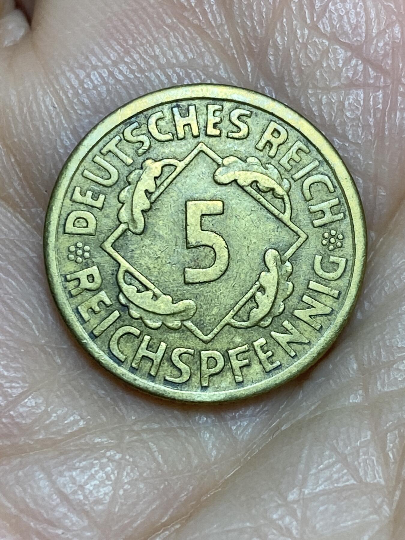 2025年第一百二十五场(总第一百五十一场）外国好品散币(免佣金) 德意志魏玛共和国1925年5芬尼(A标，柏林造)