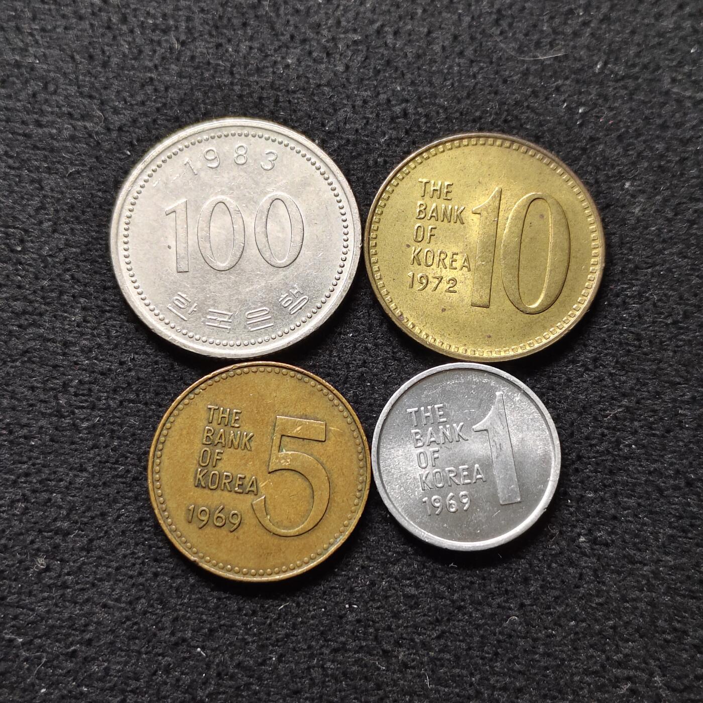 【全场包邮】纯粹捡漏拍476场（免费代拍第13场）调整中 韩国早期流通币4枚