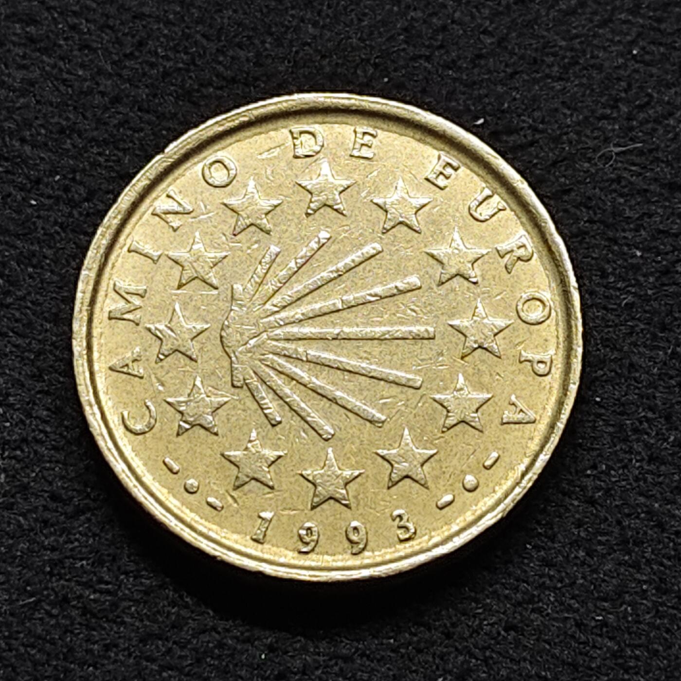 【全场包邮】纯粹捡漏拍476场（免费代拍第13场）调整中 西班牙1993年100比塞塔圣地亚哥之路（穿越法国西班牙的朝圣之路）成为世界遗产纪念币