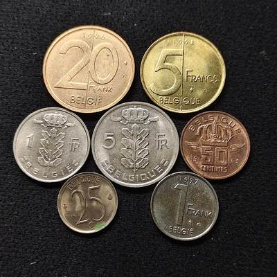 【全场包邮】纯粹捡漏拍476场（免费代拍第13场）调整中 - 比利时王国早期流通币7枚不同一组