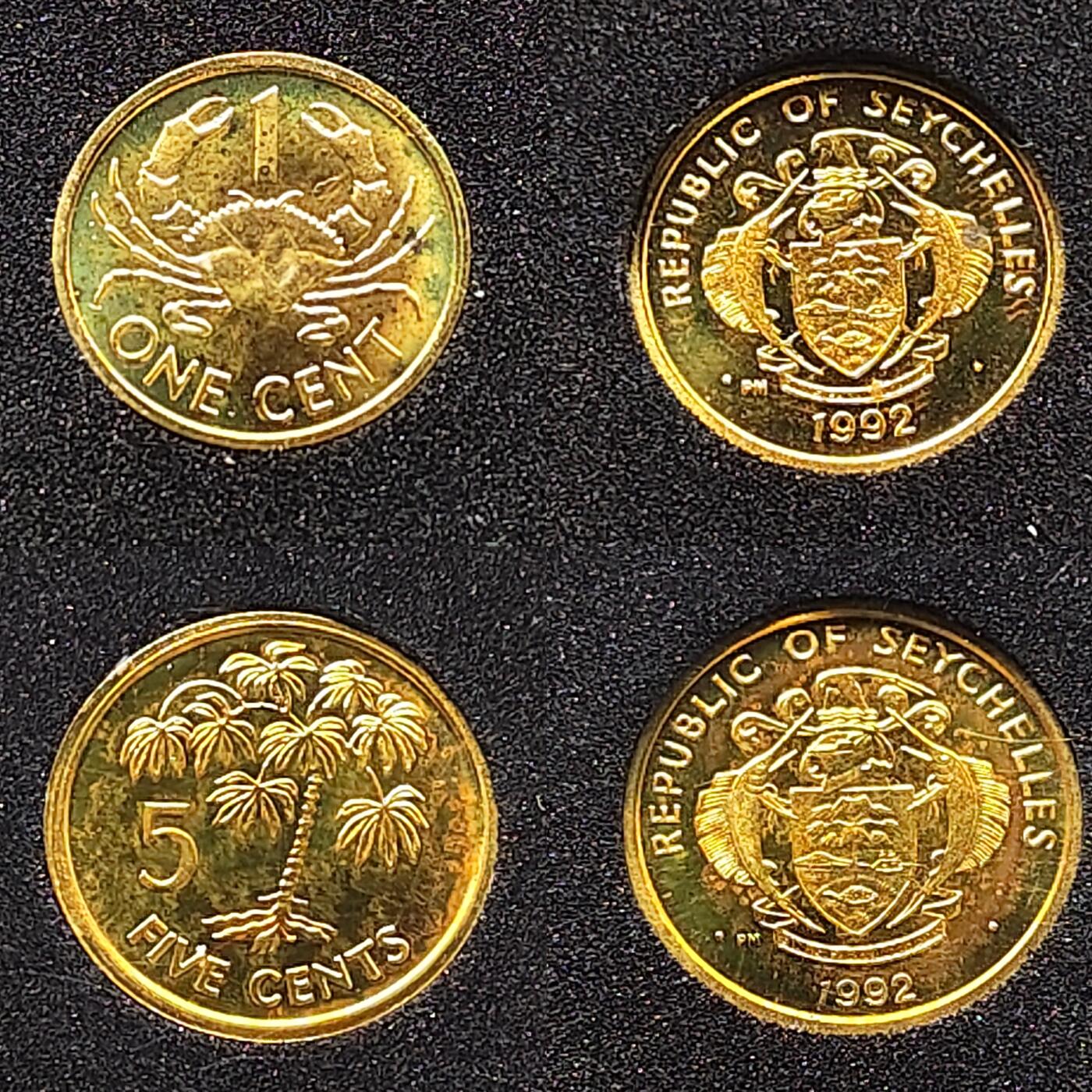 【全场包邮】纯粹捡漏拍477场（免费代拍第14场）调整中 【少见】塞舌尔1992年少见普乔伊造币厂官方精制套币-盒证全-量5000