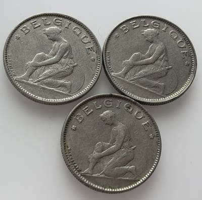  外国优质老铜币银币，周六九点倒数截拍，满百包邮，可寄存半年，喜欢朋友微信扫描二维码可直接参拍 - 比利时1922年1法郎3枚