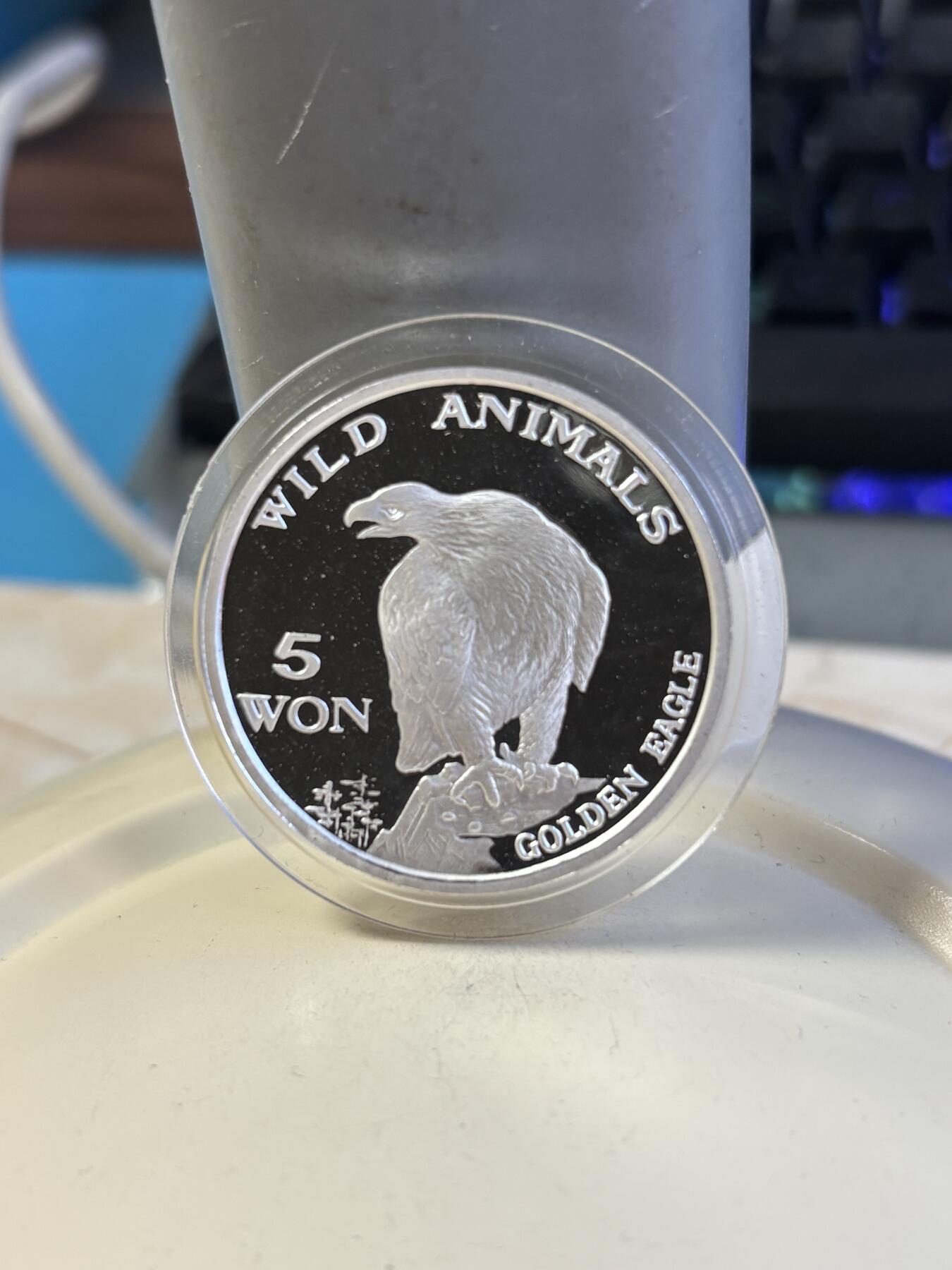 第181期拍卖 朝鲜2003年野生动物金雕999纯银20克纪念银币，999银