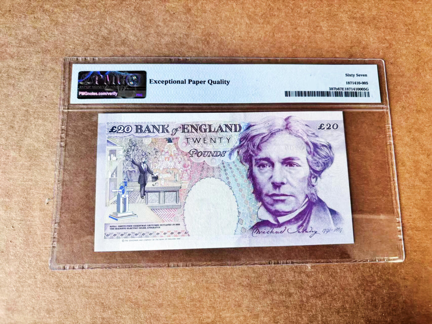 【Blue Auction】世界纸币精拍第748期——18级TOP拍卖/信誉/品质/专业/高效💫 【DA80末冠少见 无47】英国 1999年20镑 PMG67EPQ 高分 