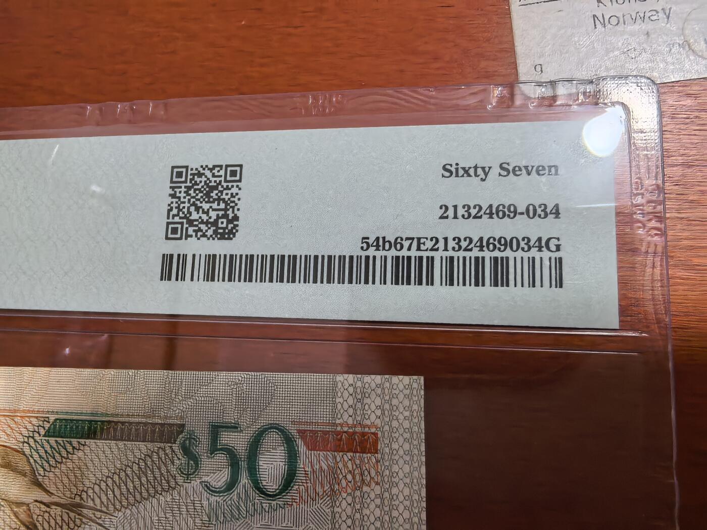 长老汇蛇年精选第七十一场拍卖 2015东加勒比50镑纸钞，PMG 67