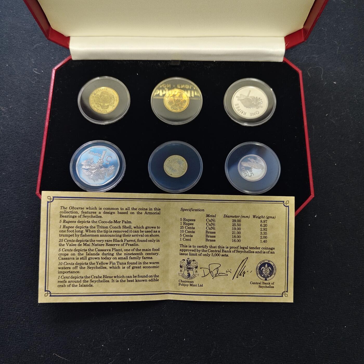 【全场包邮】纯粹捡漏拍477场（免费代拍第14场）调整中 【少见】塞舌尔1992年少见普乔伊造币厂官方精制套币-盒证全-量5000