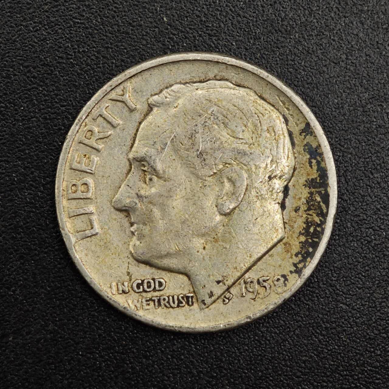 【淘币小摊】实时拍第七百九十二拍   散币场   满百包邮可预留二周 每周一统一发货   美国1958年罗斯福10分银币