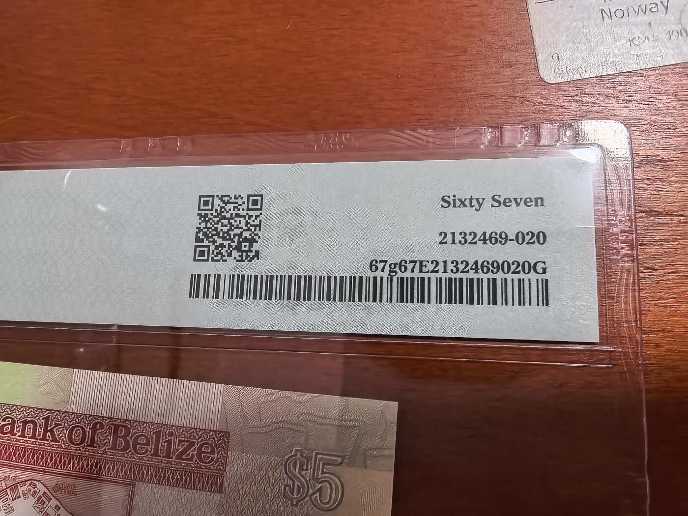 长老汇蛇年精选第七十一场拍卖 2016伯利兹5英镑纸钞，PMG 67