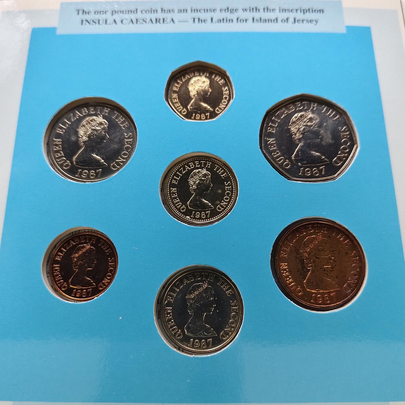 【全场包邮】纯粹捡漏拍477场（免费代拍第14场）调整中 泽西1987年官方封装套币-含1镑圣马丁教区纪念币