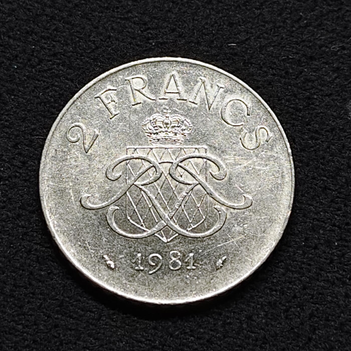 【全场包邮】纯粹捡漏拍476场（免费代拍第13场）调整中 摩纳哥1981年雷尼尔三世2法郎