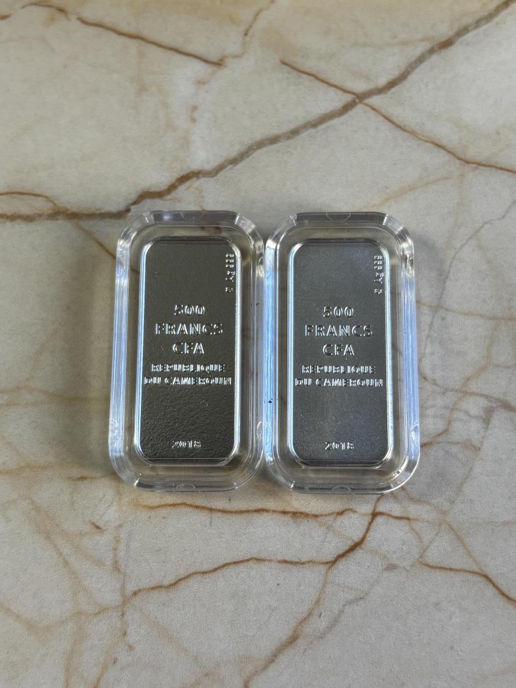 第181期拍卖 喀麦隆2018伊甸园亚当和夏娃彩印条形组合银币，999银，10克*2，发行999套