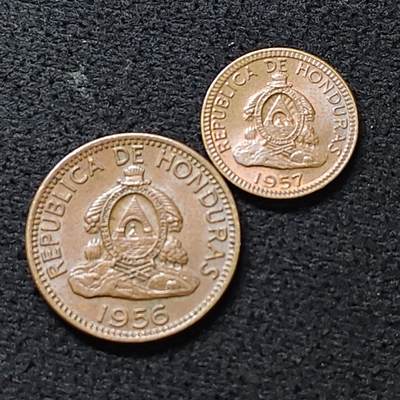 【全场包邮】纯粹捡漏拍476场（免费代拍第13场） - 洪都拉斯1956-1957年铜币2枚一组