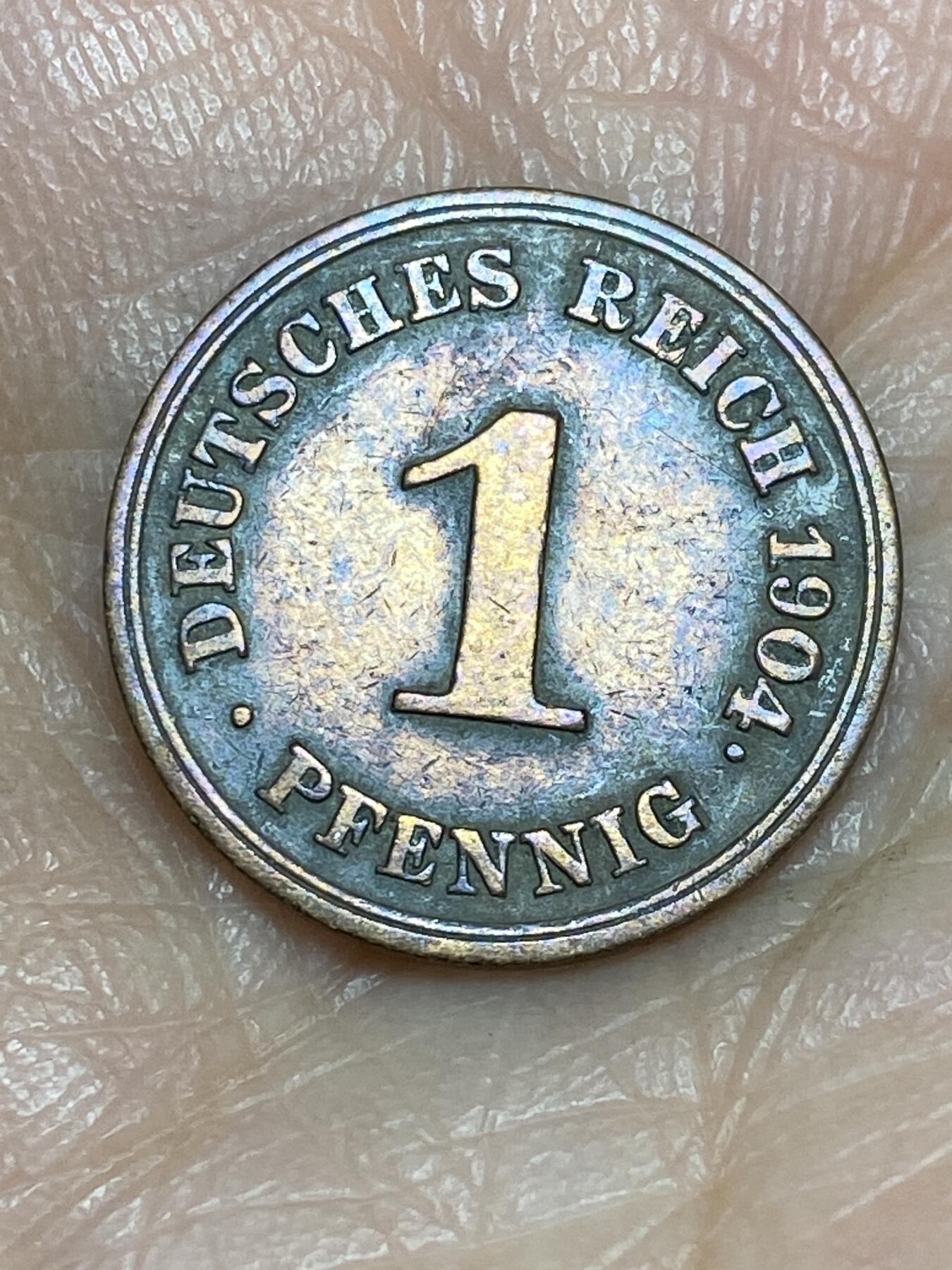 2025年第一百二十五场(总第一百五十一场）外国好品散币(免佣金) 德意志帝国1904年1芬尼(威廉二世时期，E标穆尔登许滕造)