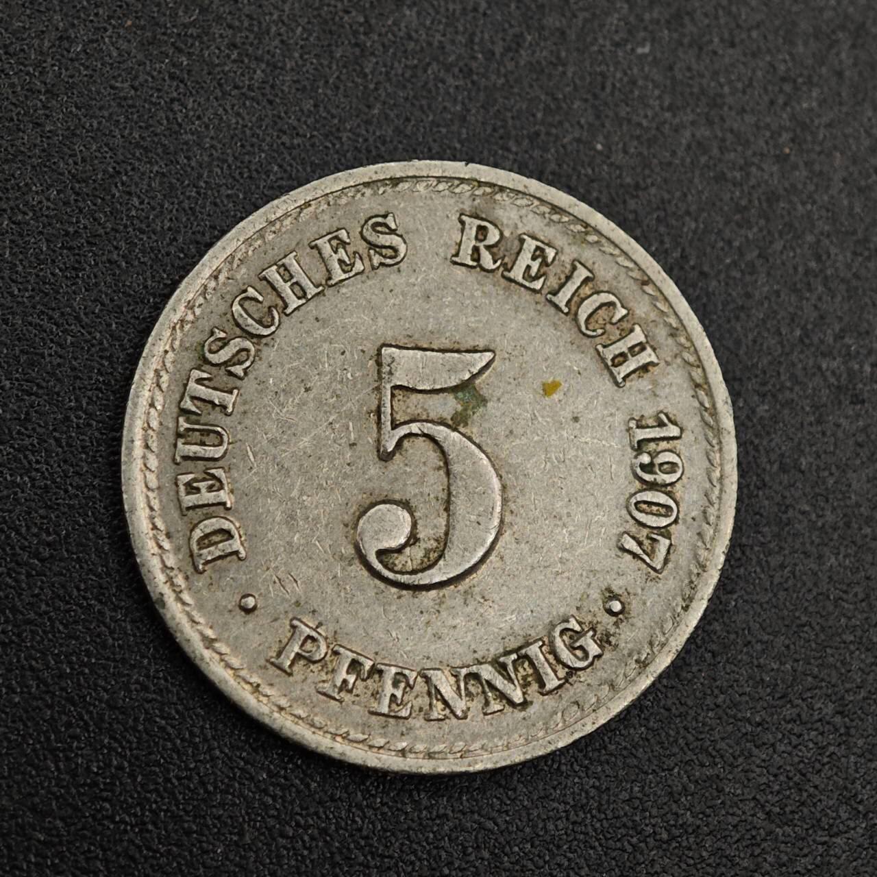 【淘币小摊】实时拍第七百九十二拍   散币场   满百包邮可预留二周 每周一统一发货   德国1907年5芬妮镍币