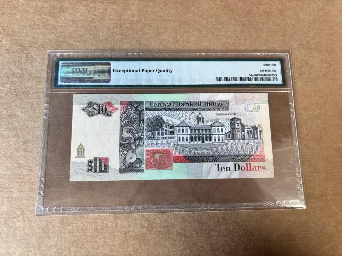 【Blue Auction】世界纸币精拍第748期——18级TOP拍卖/信誉/品质/专业/高效💫 【AA】伯利兹 1990年10元 女王 PMG66EPQ 