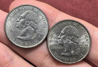 南宋泉阁俄币 外币 国币 专场第十八期 【送拍无额外佣金】 - 美国 加利福尼亚州与内华达州25美分州币一对两枚 好品