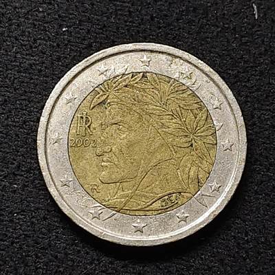 【全场包邮】纯粹捡漏拍476场（免费代拍第13场）调整中 - 意大利2002年首发年但丁2欧元双色币