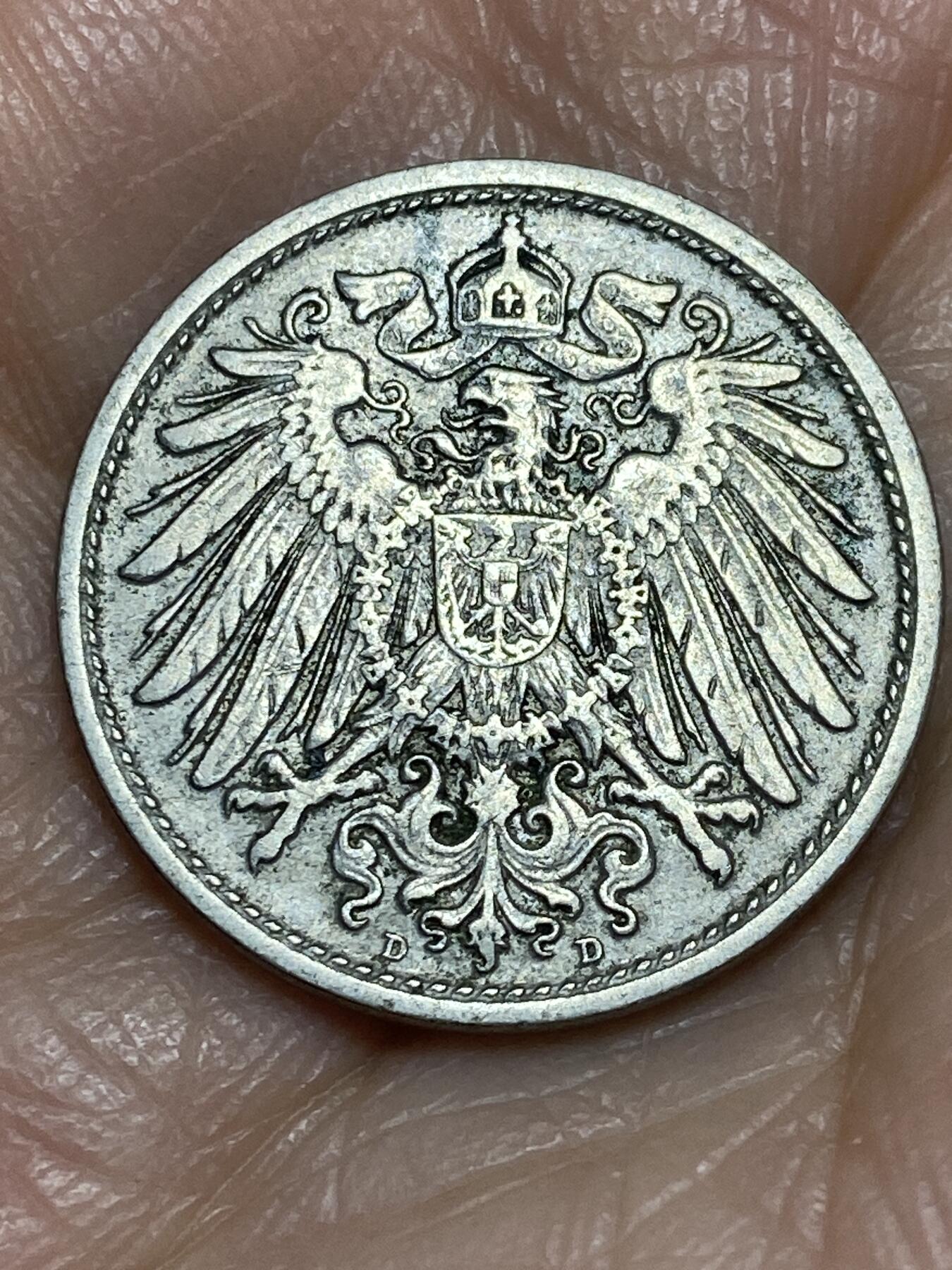 2025年第一百二十五场(总第一百五十一场）外国好品散币(免佣金) 德意志帝国1908年10芬尼(威廉二世时期，D标慕尼黑造)