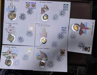 北京马甸外国币专卖第145期，外国币专场，陆续上拍，欢迎关注 1990年版直布罗陀邮币封7枚一套