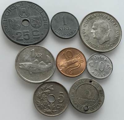  外国优质老铜币银币，周六九点倒数截拍，满百包邮，可寄存半年，喜欢朋友微信扫描二维码可直接参拍 - 比利时冰岛8枚