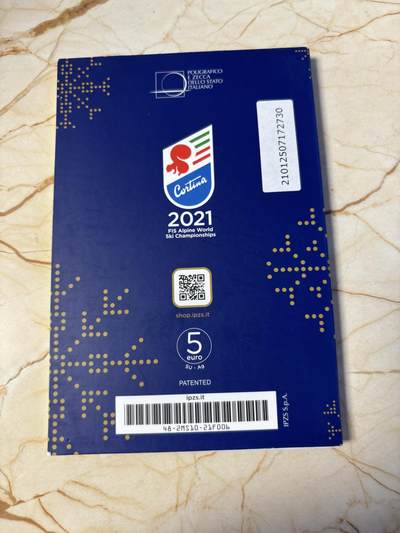 第181期拍卖 - 卡装意大利2021年科尔蒂纳高山滑雪世界锦标赛彩银币，925银，18克，发行5000枚