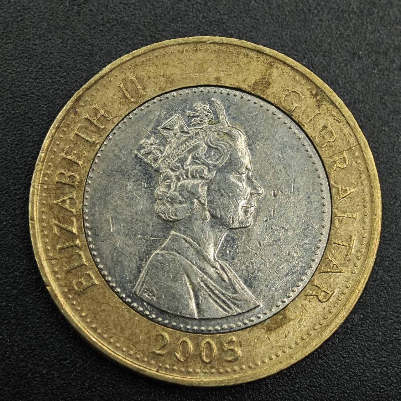 【淘币小摊】实时拍第七百九十二拍   散币场   满百包邮可预留二周 每周一统一发货   直布罗陀2005年2镑双色币