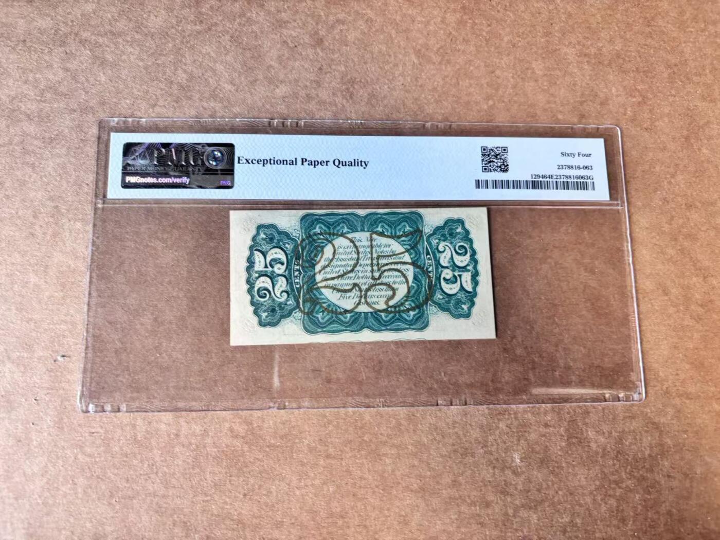【Blue Auction】世界纸币精拍第748期——18级TOP拍卖/信誉/品质/专业/高效💫 美国 第三版25美分 PMG64EPQ 