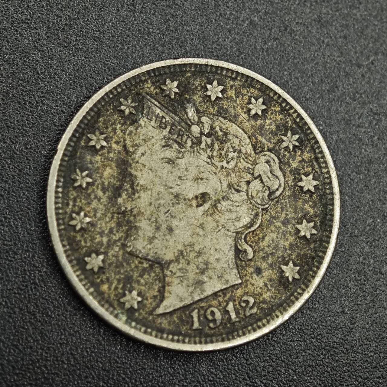 【淘币小摊】实时拍第七百九十二拍   散币场   满百包邮可预留二周 每周一统一发货   美国1912年5分镍币