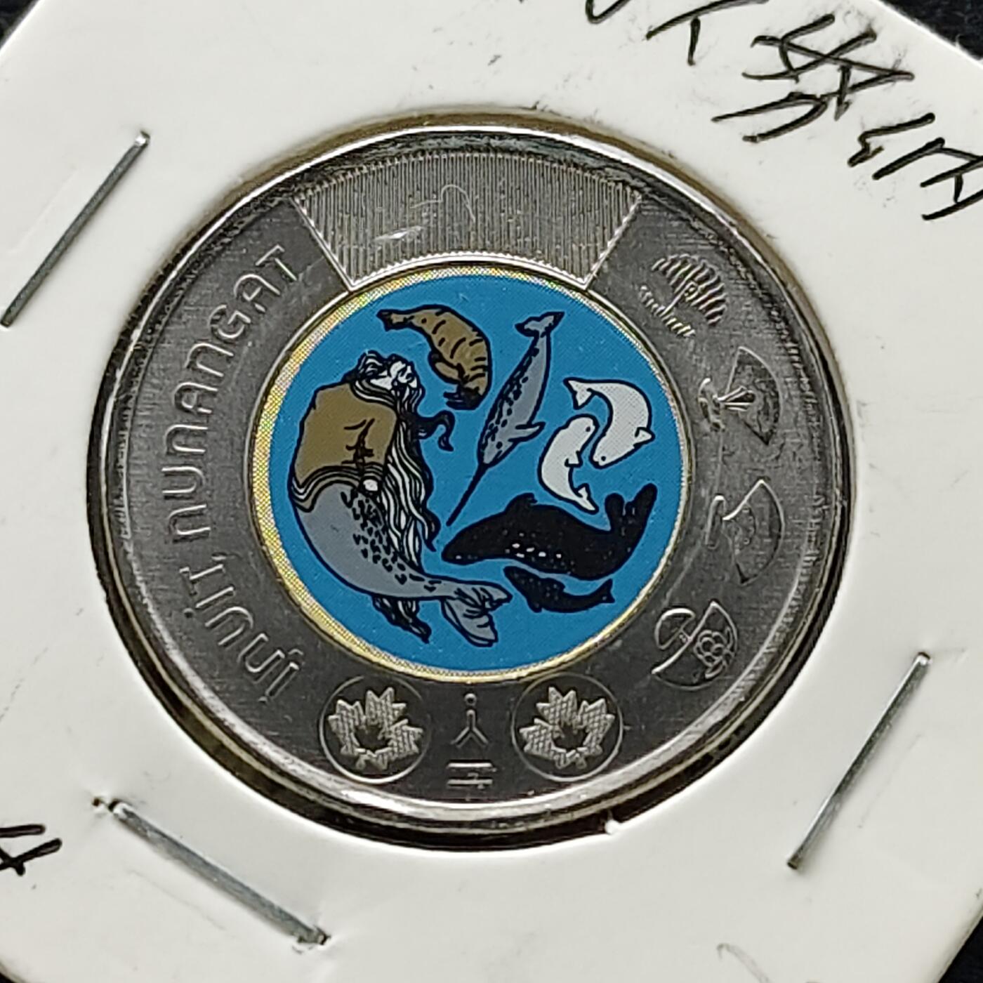 【全场包邮】纯粹捡漏拍476场（免费代拍第13场）调整中 加拿大2024年2元因纽特努纳特彩色双色纪念币